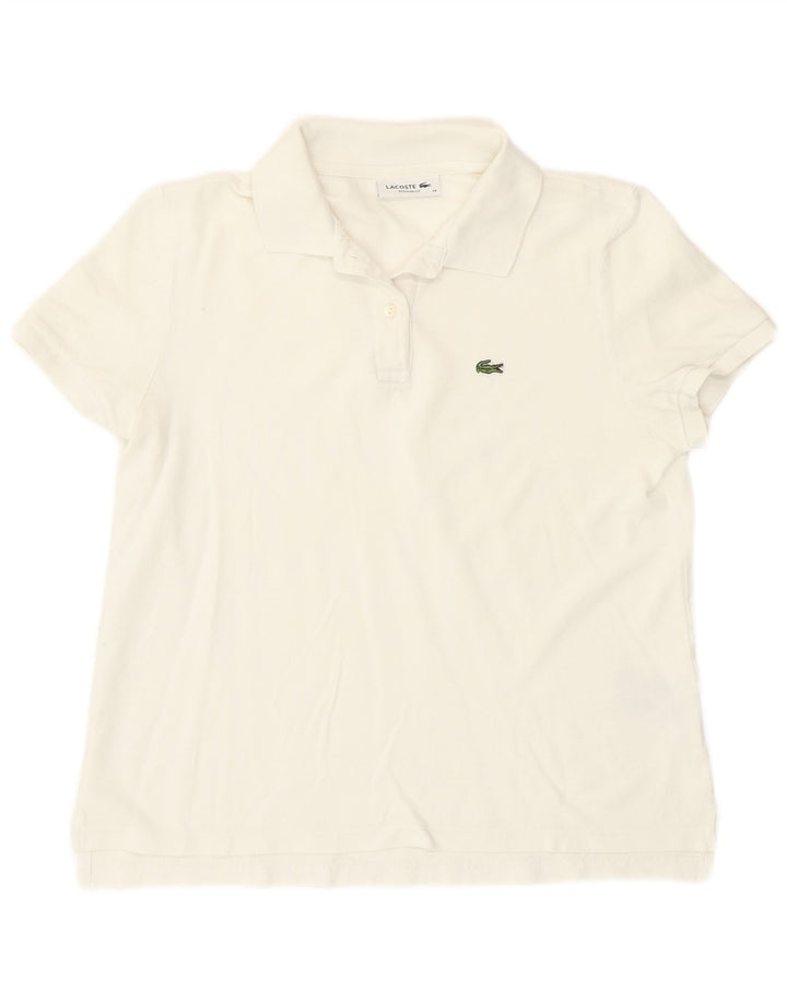 Tricou polo Lacoste pentru femei, cu formă regulată, mărimea 38, bumbac alb mediu