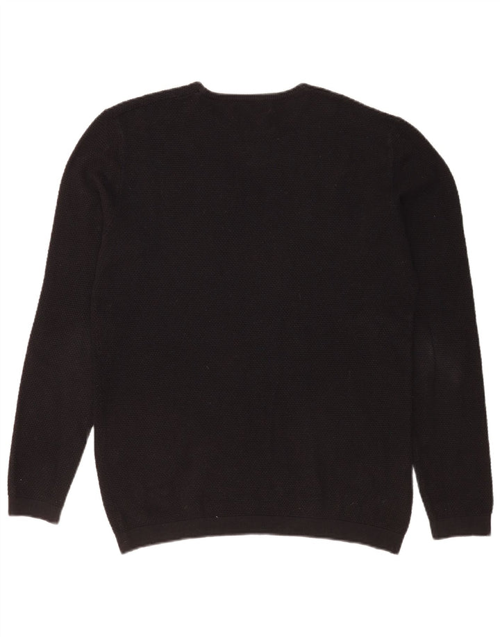 Pulover pentru bărbați Zara, cu decolteu, mare, negru, acrilic