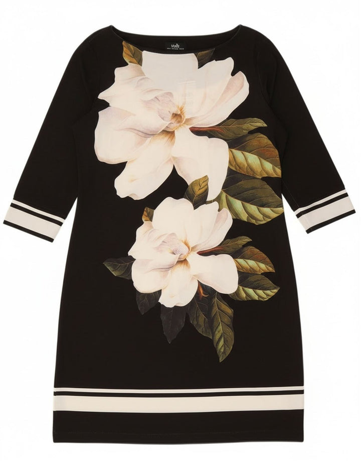 Rochie pentru femei Wallis cu mâneci 3/4 US 8/10 Poliester Floral Negru Mediu