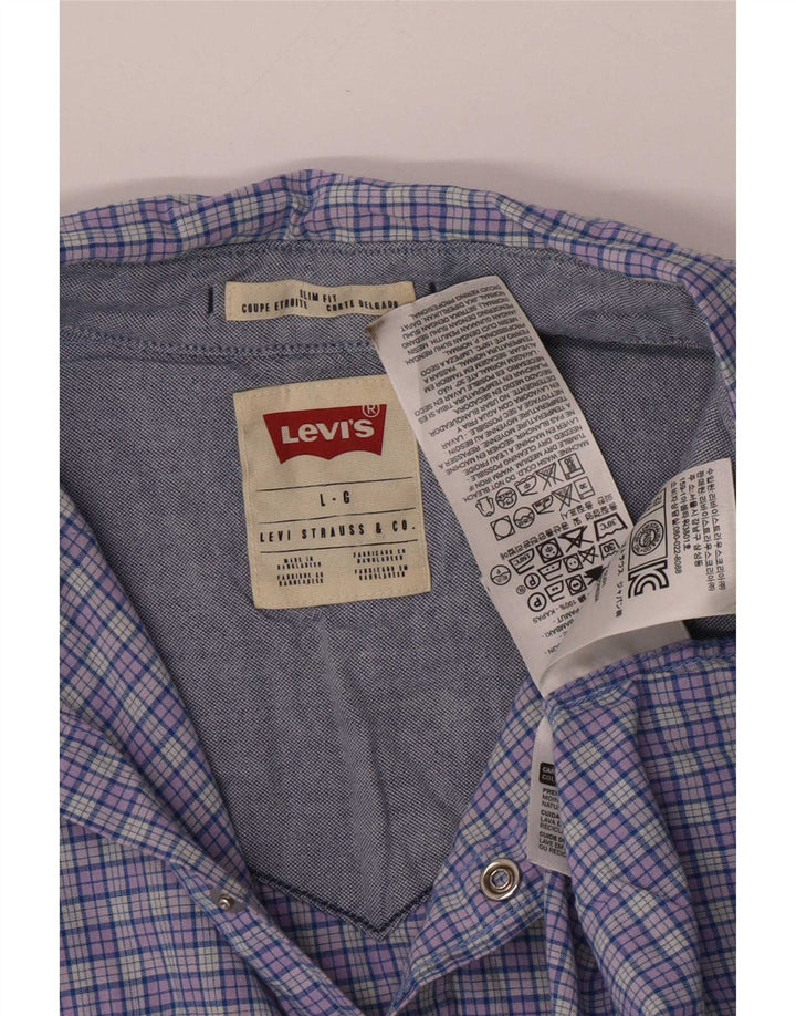 Cămașă Levi's Slim Fit pentru bărbați, bumbac mare cu carouri albastre