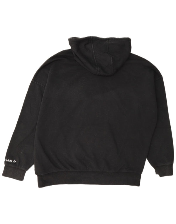 Pulover cu glugă supradimensionat cu grafic Adidas pentru femei UK 4 XS bumbac negru