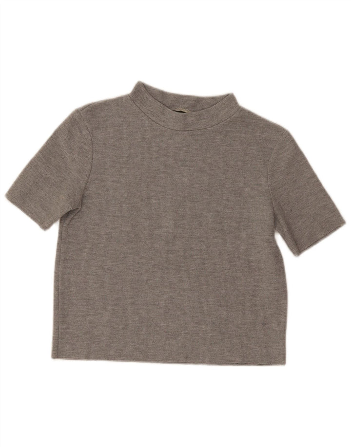 Top tricou pentru femei Zara UK 12 Medium Gri Poliester