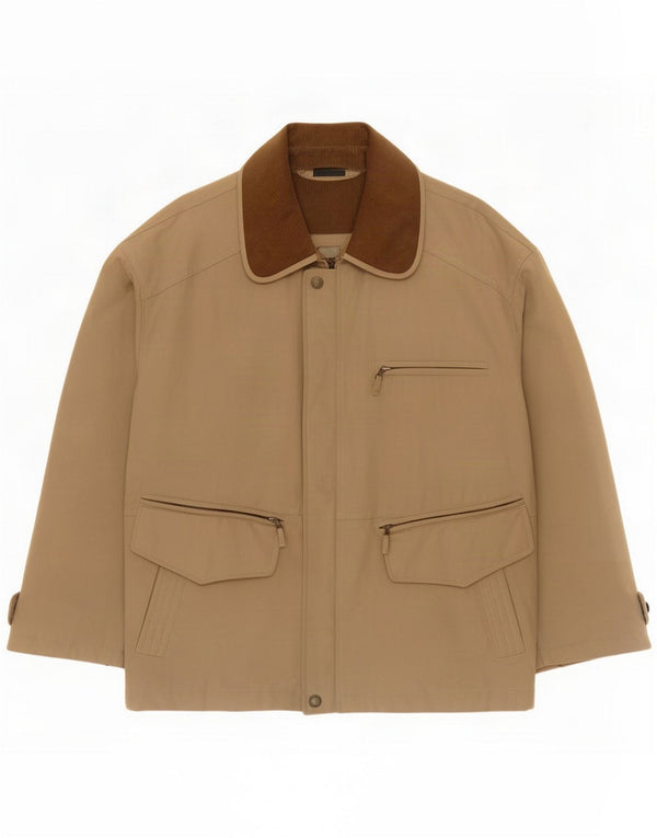 Lancetti Mens Utility Jacket UK 48 4XL Beige Bumbac
