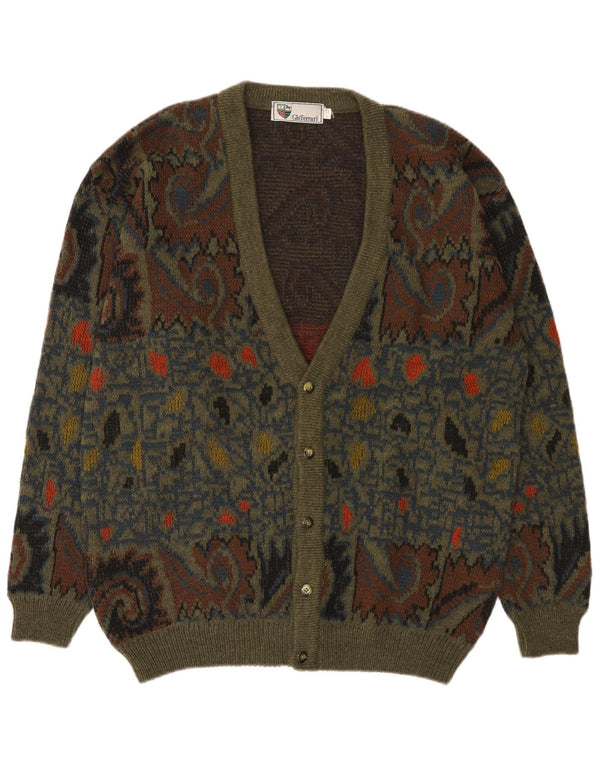 Pulover Cardigan Bărbați gio Ferrari IT 52 Lână Paisley Verde Mare