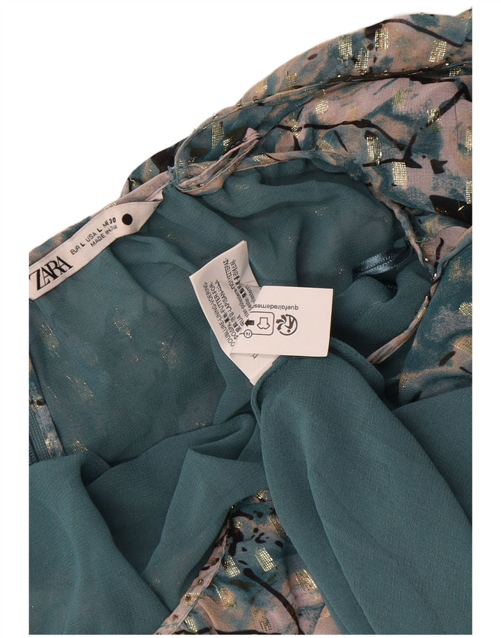Rochie cu etaje pentru femei Zara, cu model abstract, UK 16 Poliester verde mare
