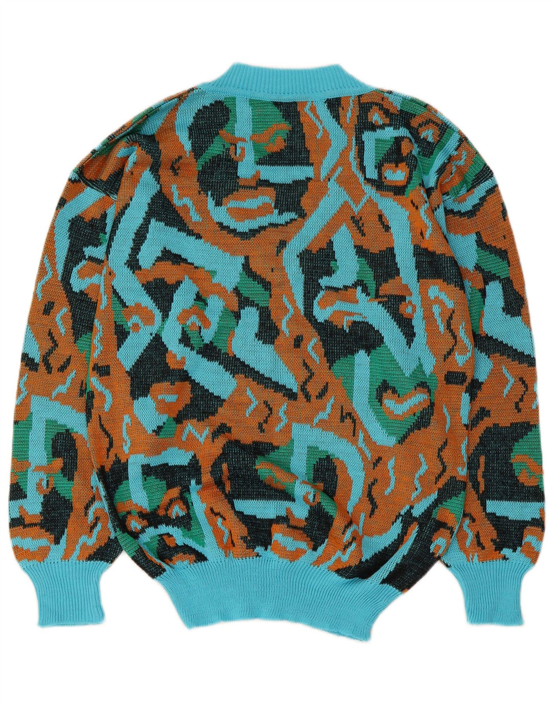 Pulover vintage pentru femei cu decolteu în V UK 16 mare multicolor