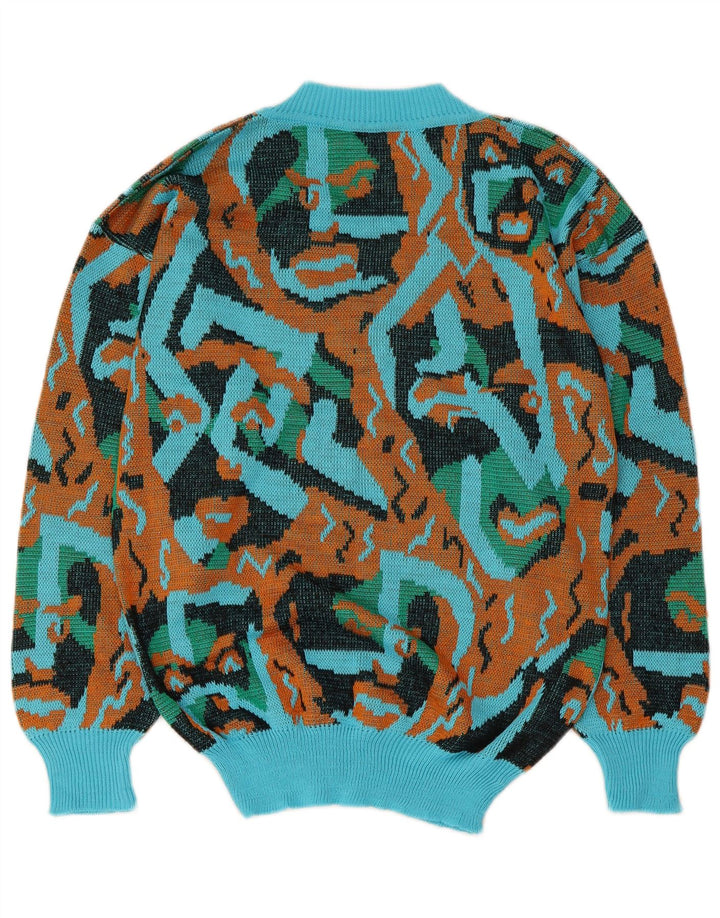 Pulover vintage pentru femei cu decolteu în V UK 16 mare multicolor