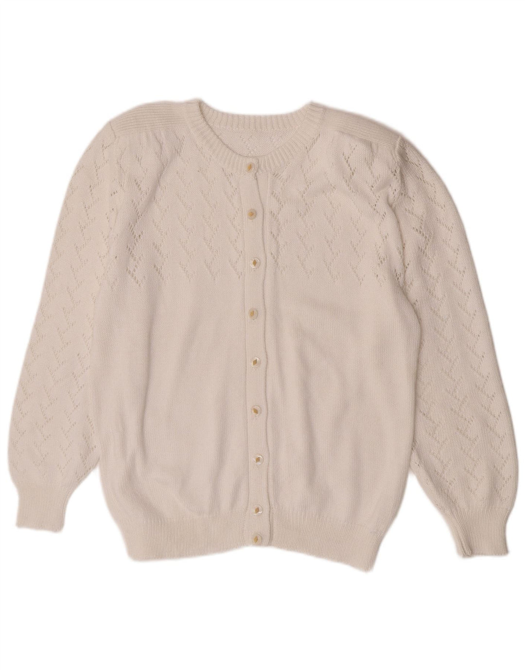 Pulover cardigan vintage pentru femei UK 14 Medium White