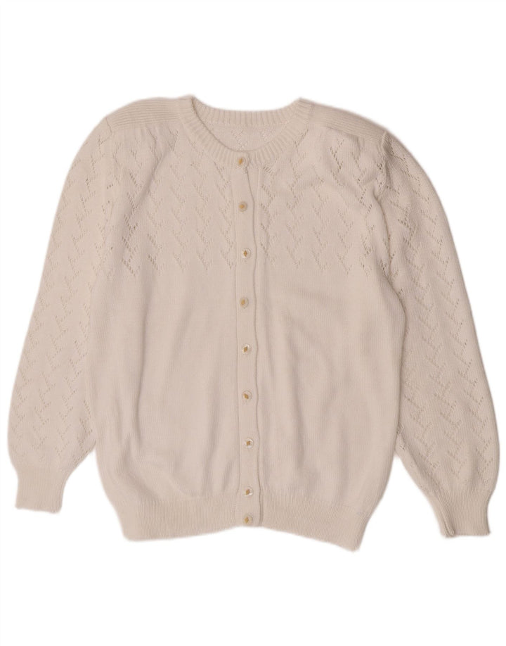 Pulover cardigan vintage pentru femei UK 14 Medium White
