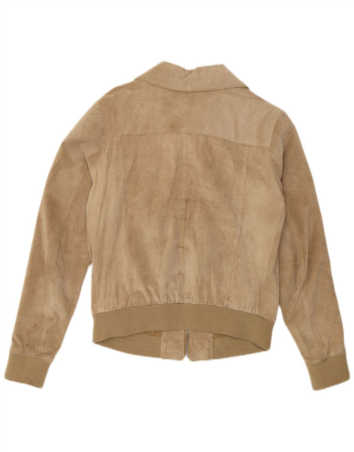 Jachetă Bomber din piele intoarsa pentru femei Conbipel IT 46 Mare Bej Piele