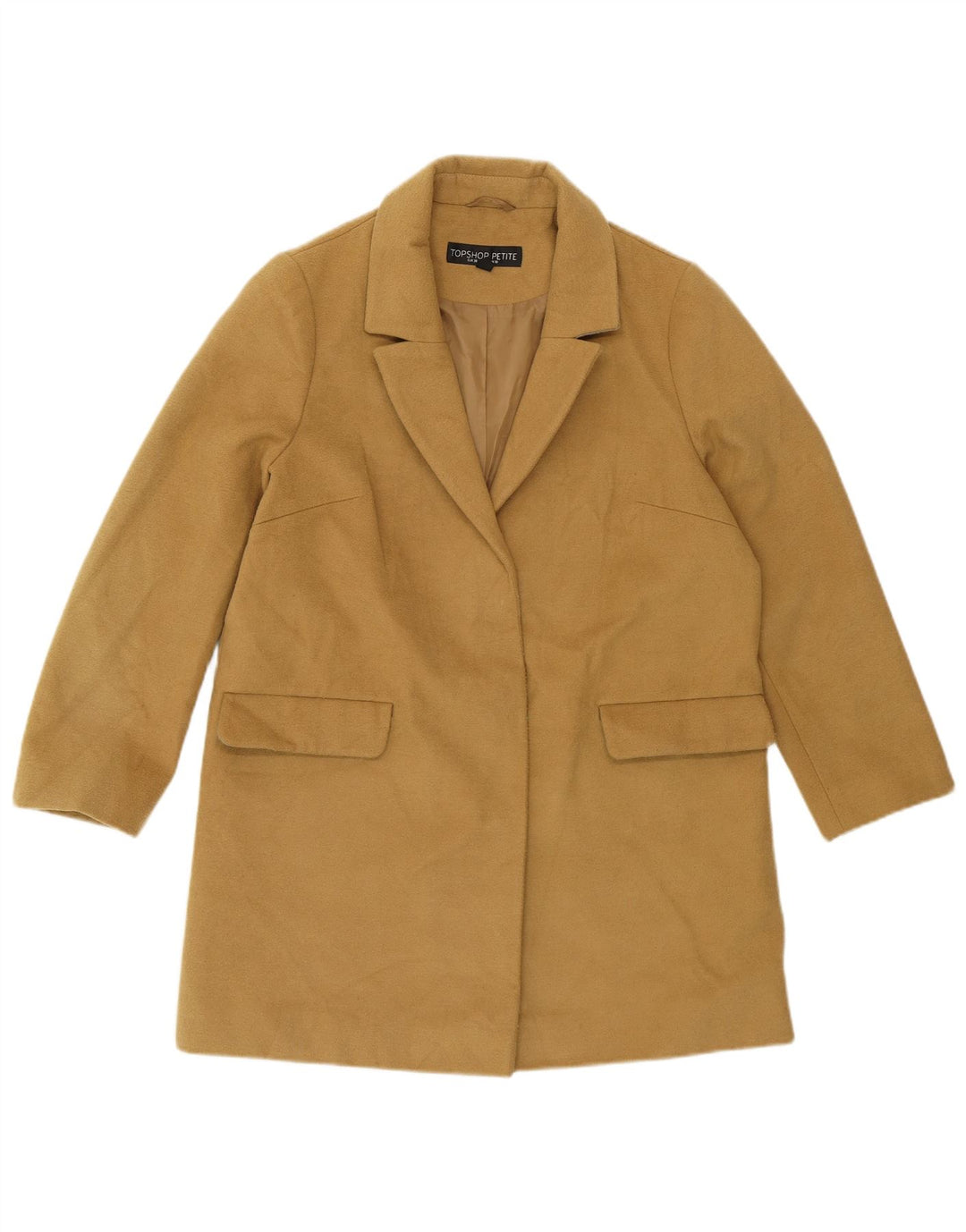 Topshop pardesiu supradimensionat pentru femei UK 10 mic poliester galben