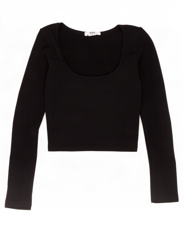 Crop Top pentru femei Zara cu mânecă lungă UK 4 XS Bleumarin
