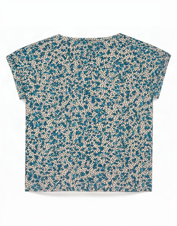 Oasis Tricou pentru femei Top UK 16 Mare Albastru Floral Bumbac