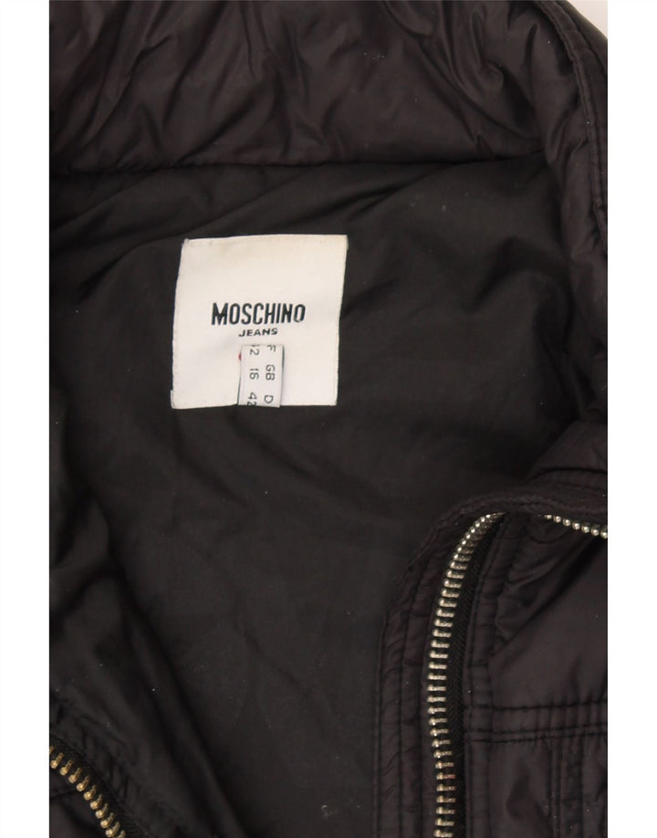 MOSCHINO Womens Hooded Utility Jacket UK 16 Large Black Vintage Moschino and Second-Hand Moschino from Messina Hembry 
