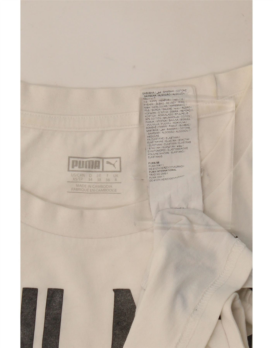 PUMA Womens Crop Graphic Vest Top UK 8 Small White Cotton