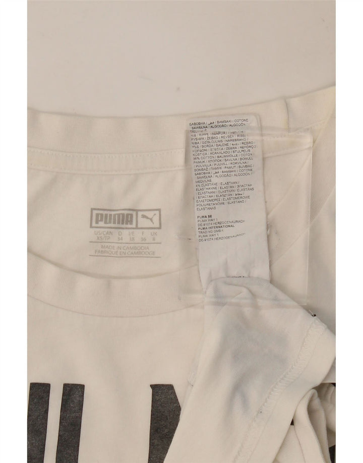PUMA Womens Crop Graphic Vest Top UK 8 Small White Cotton