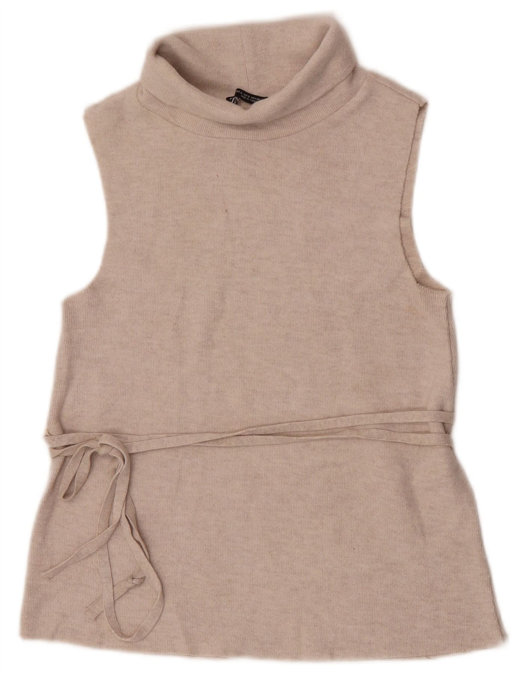 Zara Womens Vest Tank Top UK 8 Mic Bej Poliester