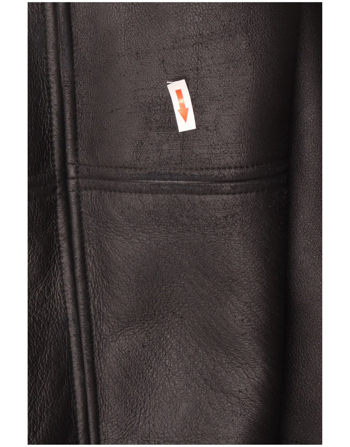 Jachetă vintage pentru bărbați din shearling IT 48 Medium Black