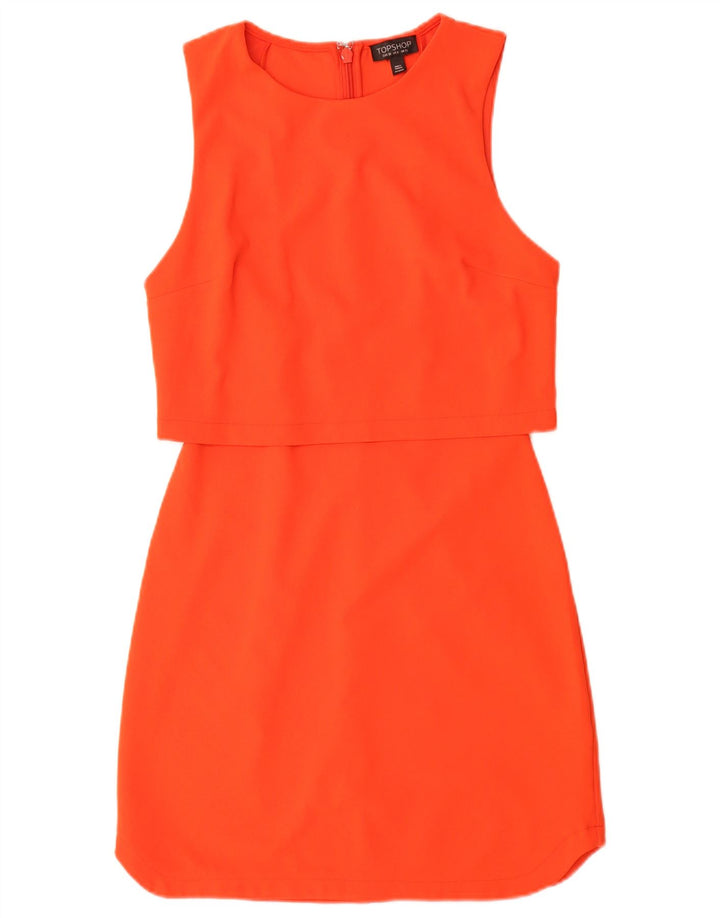 Topshop Rochie pentru femei fără mâneci, UK 10 Poliester portocaliu mic