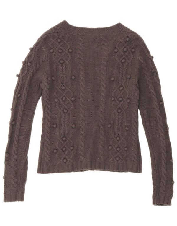 Laura Ashley Pulover Crop Cardigan pentru Femei UK 10 Mic Gri Lambswool