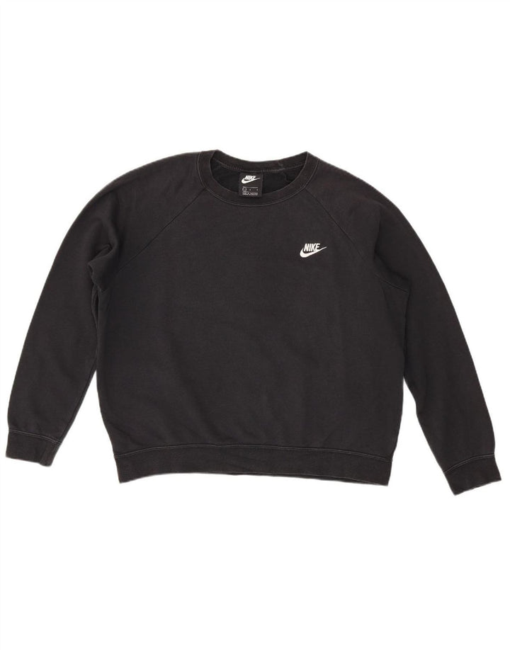 NIKE Womens Oversized Sweatshirt Jumper UK 16 Large Black Cotton
