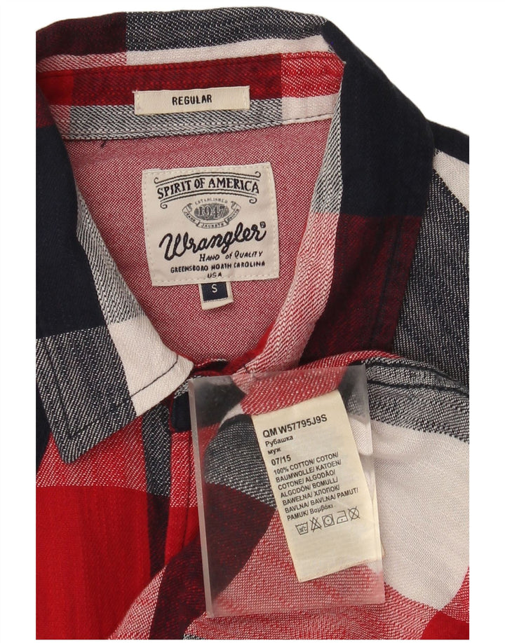 Cămașă de flanel Wrangler pentru bărbați, bumbac cu carouri mici, roșu