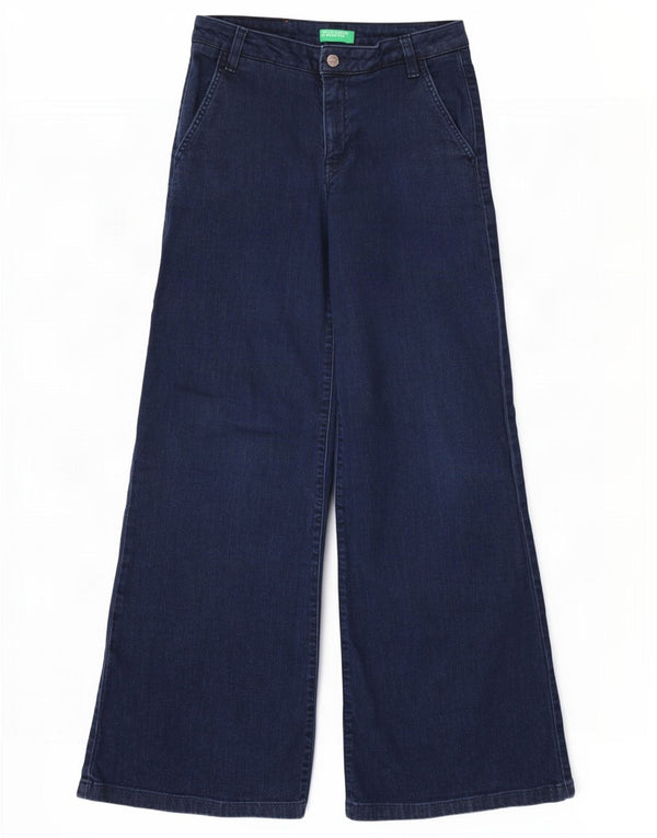 Blugi Benetton pentru femei cu picioare largi UK 10 Small W28 L31 Bleumarin