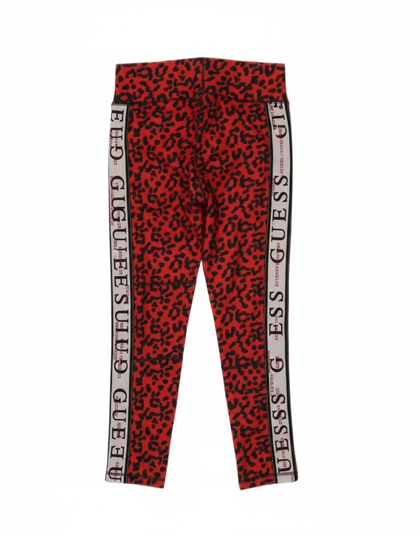 Guess Leggings grafic crop pentru femei UK 14, mare, roșu, poliester cu imprimeu animal