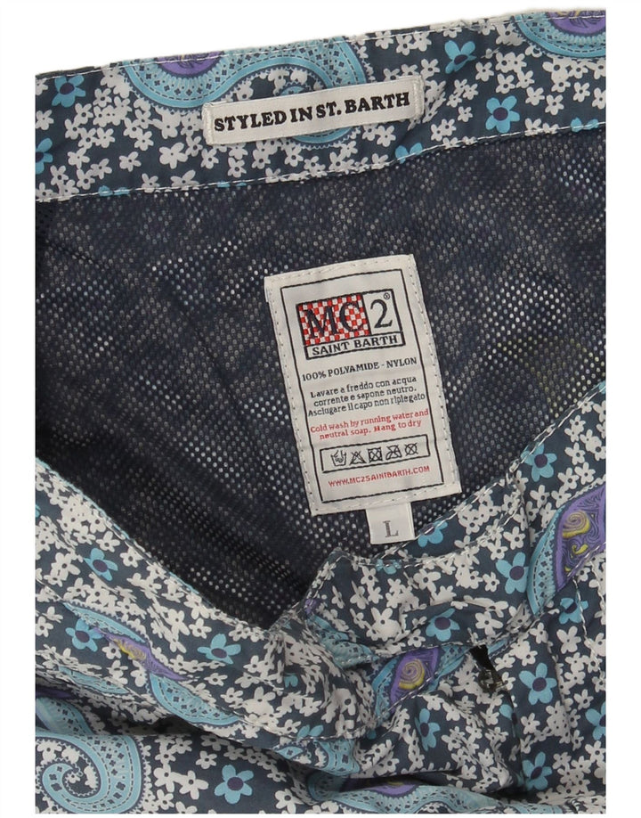 MC2 SAINT BARTH Pantaloni scurți de înot pentru bărbați, mari, albastru, poliamidă Paisley