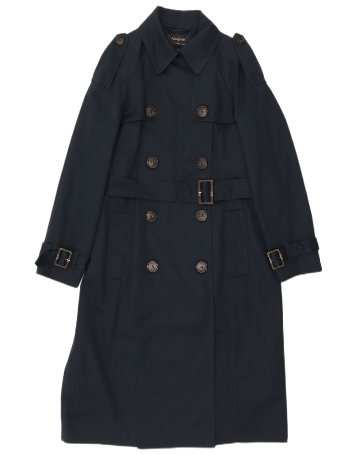 Trench pentru femei Marks & Spencer UK 12 Medium Bluemarin Bumbac
