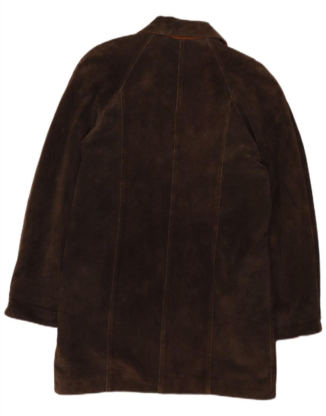 Pardesiu supradimensionat din piele intoarsa pentru femei vintage UK 2 2XS piele maro