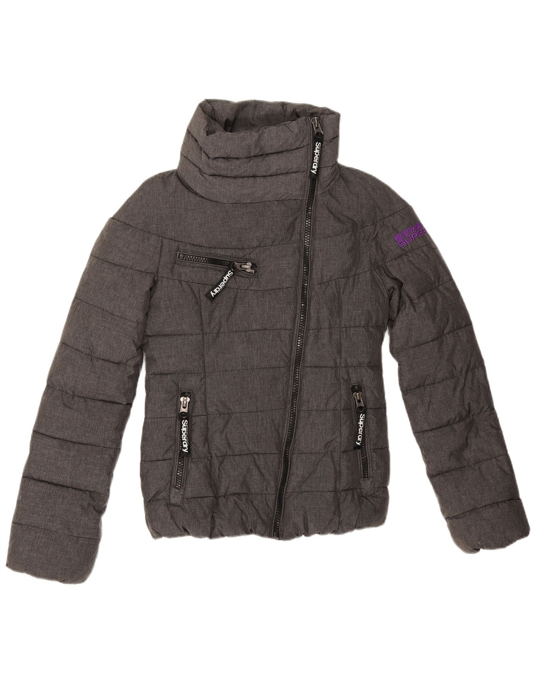 Jachetă căptușită cu grafică Superdry pentru femei UK 6 XS poliester gri