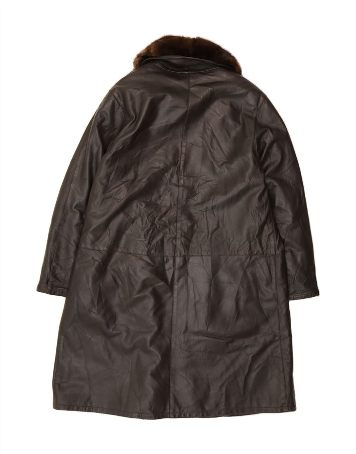 VINTAGE Womens Leather Coat IT 46 Large Brown Leather Vintage Vintage and Second-Hand Vintage from Messina Hembry 