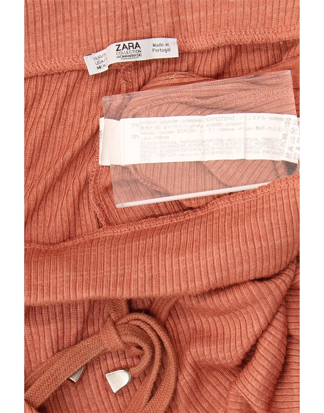 Pantaloni de trening Zara pentru femei cu picioare largi UK 8 Poliester maro mic