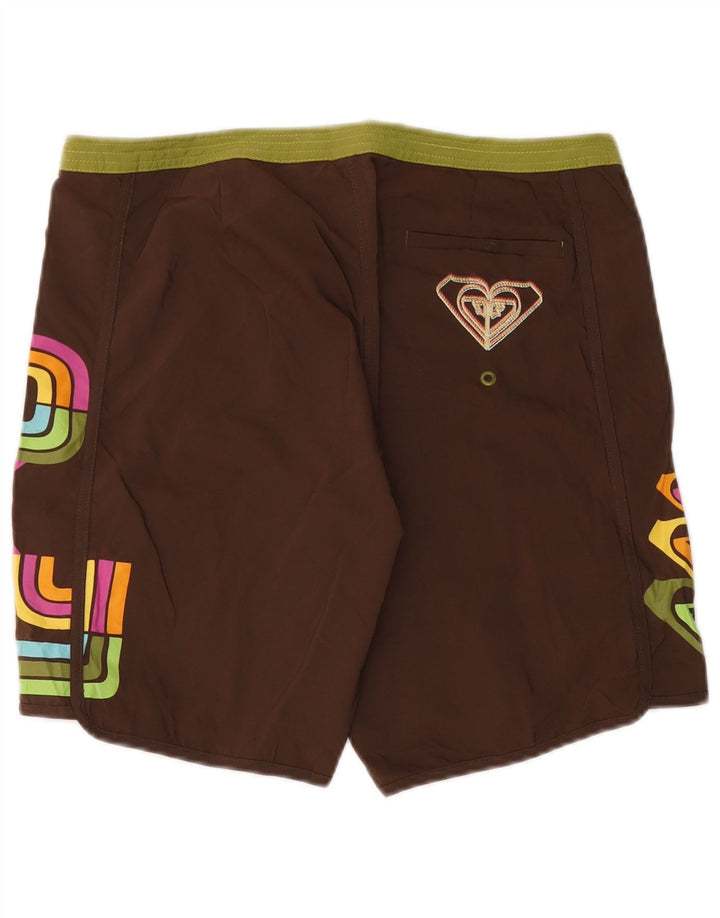 Pantaloni scurți de înot grafic Roxy pentru femei US 9, mari, maro, poliester