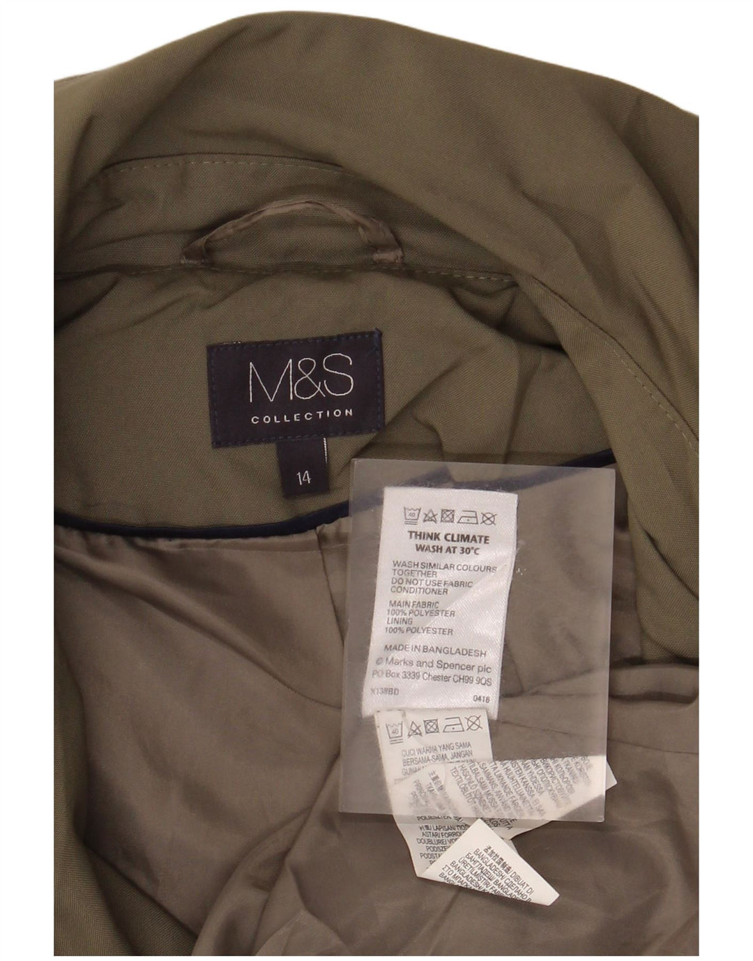 Trench pentru femei Marks & Spencer UK 14 Poliester kaki mare