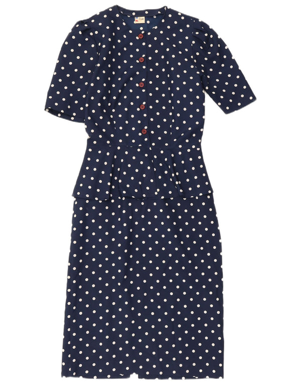 Rochie Vintage Femei Peplum IT 42 Medium Bleumarin Poliester cu buline