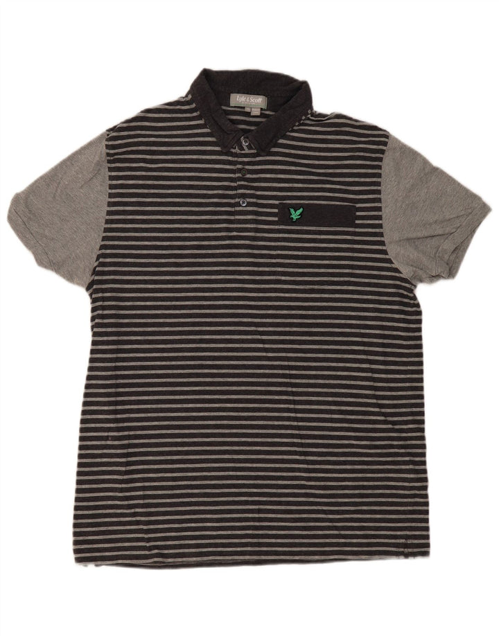 Tricou polo Lyle & Scott pentru bărbați XL, bumbac cu dungi gri
