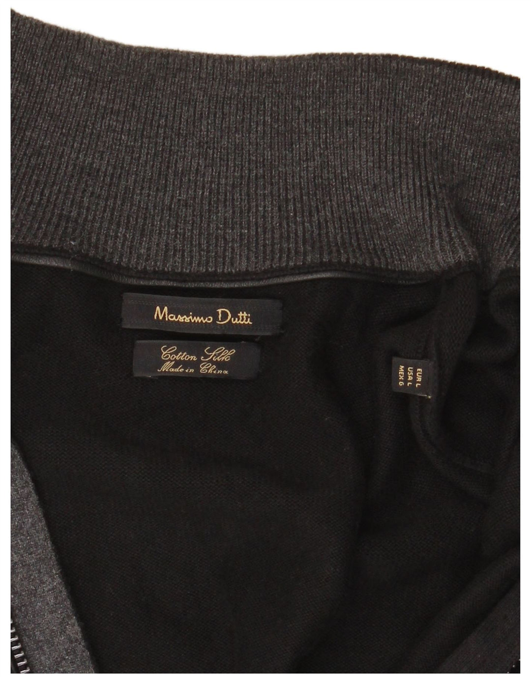 Pulover cardigan cu fermoar complet Massimo Dutti pentru bărbați, bumbac negru mare