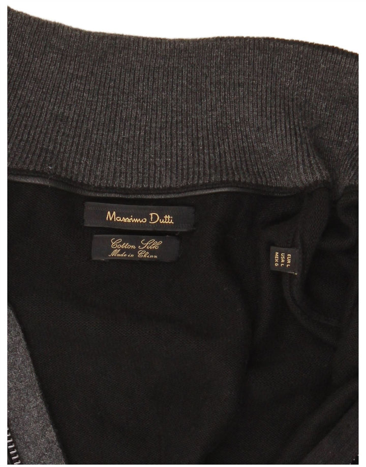 Pulover cardigan cu fermoar complet Massimo Dutti pentru bărbați, bumbac negru mare