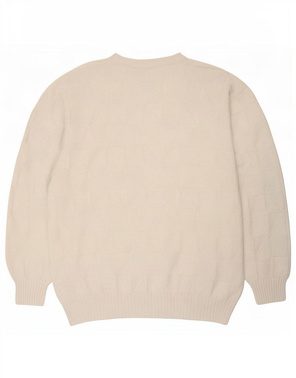 Pulover vintage pentru bărbați, cu gâtul turn, XL, alb