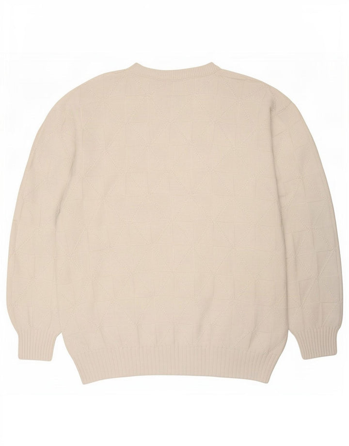 Pulover vintage pentru bărbați, cu gâtul turn, XL, alb