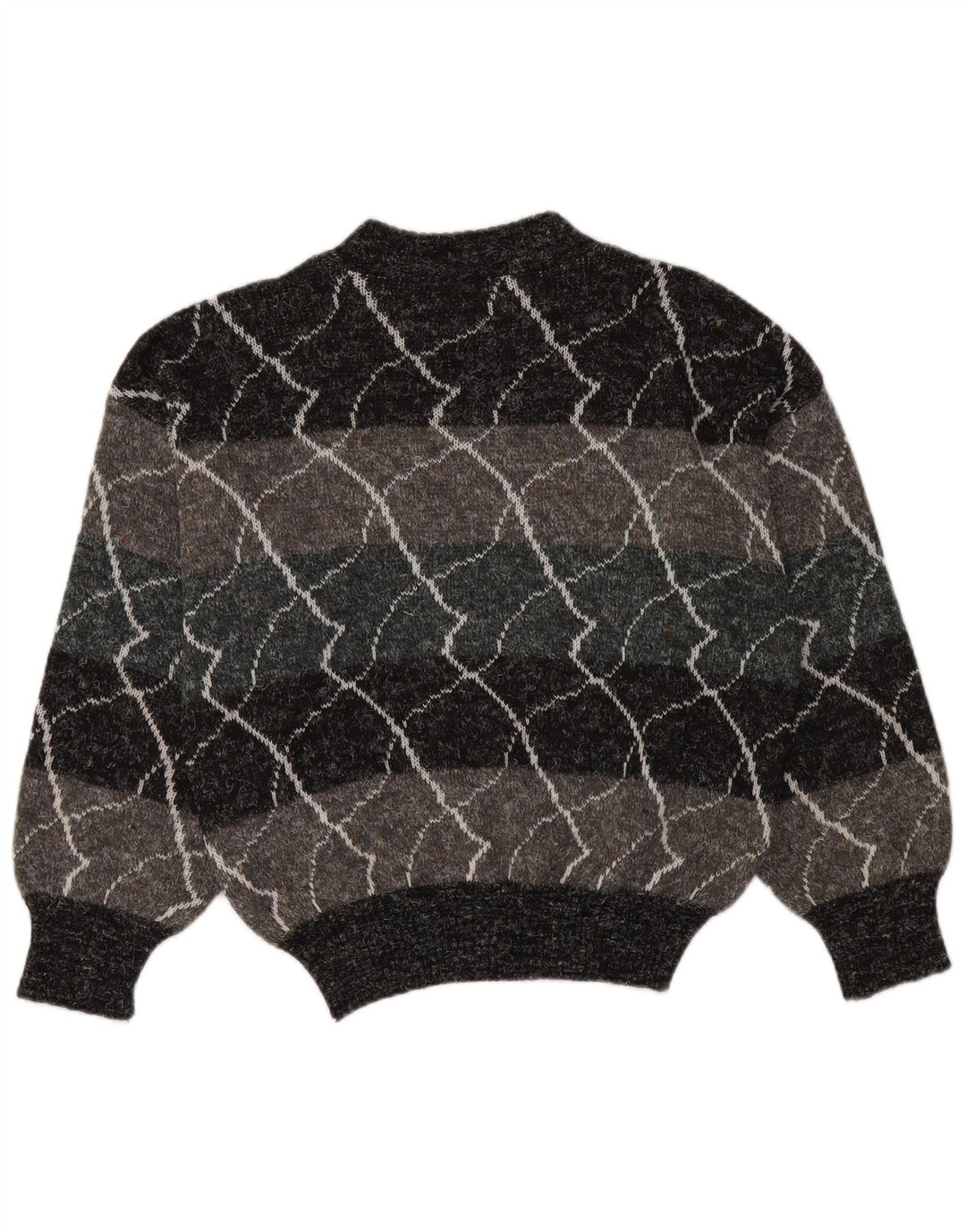 Pulover vintage pentru femei cu gât țestoasă IT 48 XL poliacrilic cu dungi gri