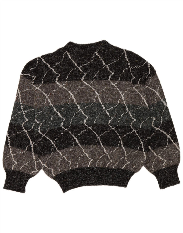 Pulover vintage pentru femei cu gât țestoasă IT 48 XL poliacrilic cu dungi gri