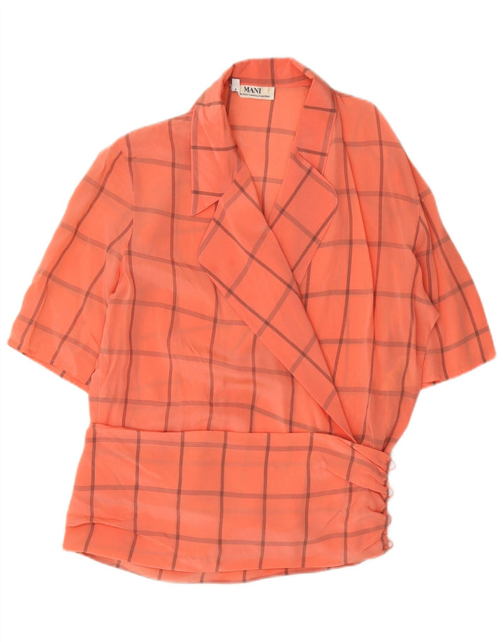 MANI Bluză Crop pentru femei Top IT 42 Medium Orange Check Acetat