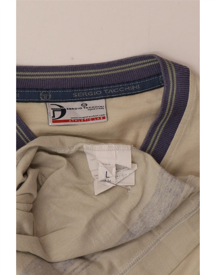 Tricou pentru bărbați Sergio Tacchini Top mare, bej, color block, bumbac