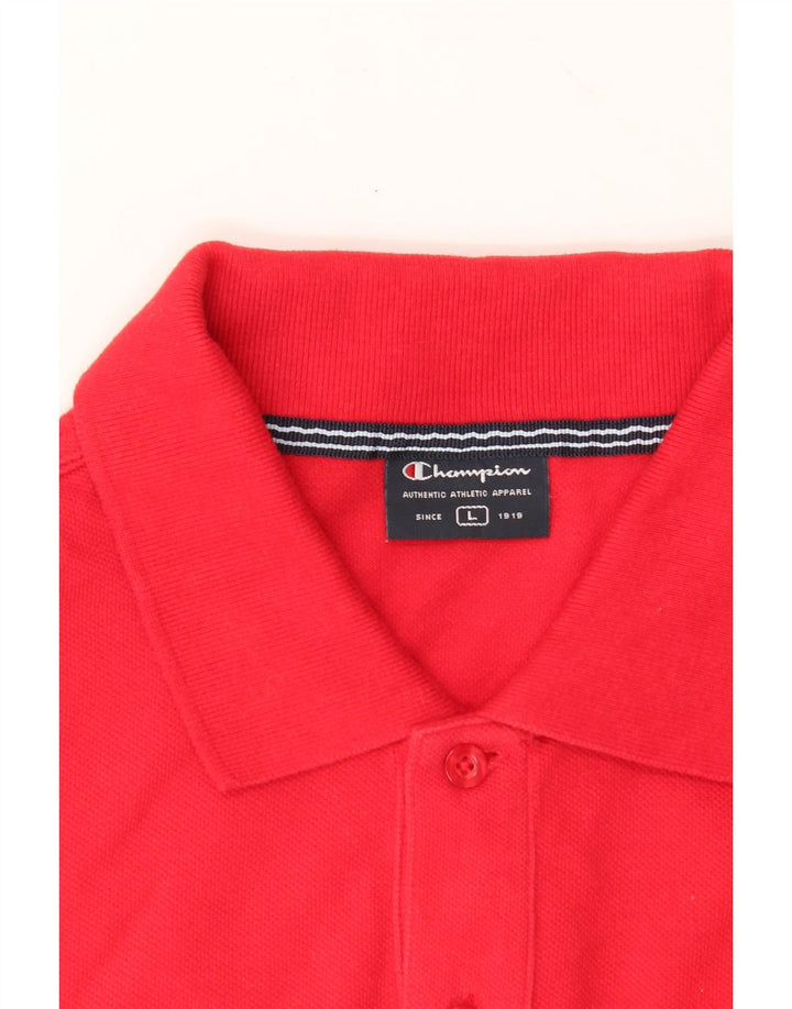 CHAMPION Mens Polo Shirt Large Red Cotton Vintage Champion and Second-Hand Champion from Messina Hembry 