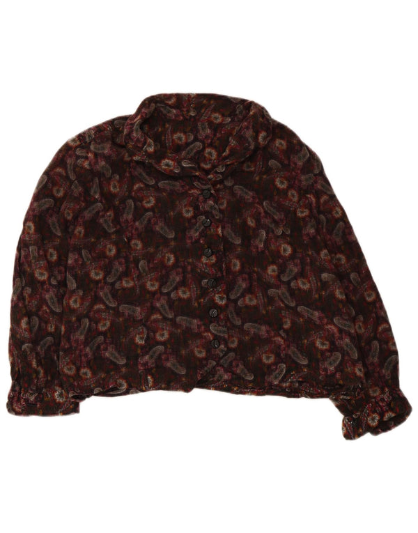 Bluză vintage pentru femei, cămașă crop UK 12 Medium Multicolor Paisley