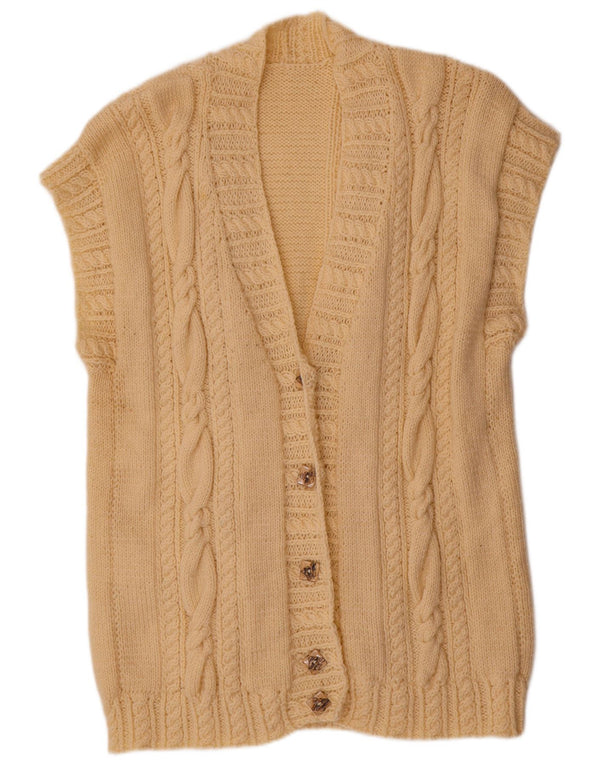 Pulover Cardigan fără mâneci Vintage pentru femei UK 20 2XL Bej