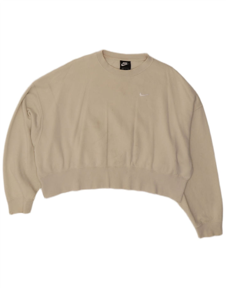 Pulover pentru damă NIKE Crop Oversized Pulover UK 10 mic bumbac alb